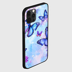 Чехол для iPhone 12 Pro Max Бабочки и сирень - нежная голубая живопись, цвет: 3D-черный — фото 2