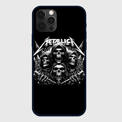 Чехол для iPhone 12 Pro Max Metallica - four skulls, цвет: 3D-черный