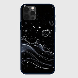 Чехол для iPhone 12 Pro Max Белые абстрактные полосы и кляксы, цвет: 3D-черный