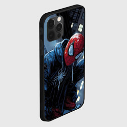 Чехол для iPhone 12 Pro Max Человек-паук у небоскреба, цвет: 3D-черный — фото 2