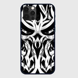Чехол для iPhone 12 Pro Max Абстрактный узор - изогнутые формы трайбл татуиров, цвет: 3D-черный