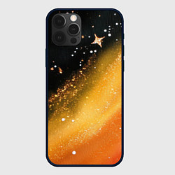 Чехол для iPhone 12 Pro Max Черно-оранжевая блестящая текстура, цвет: 3D-черный