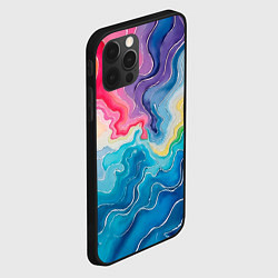 Чехол для iPhone 12 Pro Max Абстрактные волны в мраморном стиле, цвет: 3D-черный — фото 2