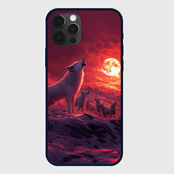 Чехол для iPhone 12 Pro Max Белый волк воет на луну, цвет: 3D-черный