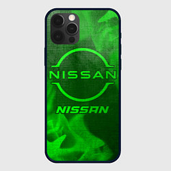 Чехол для iPhone 12 Pro Max Nissan - green gradient, цвет: 3D-черный