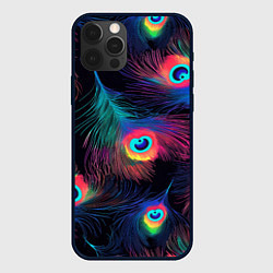 Чехол для iPhone 12 Pro Max Павлиньи перья - разные оттенки, цвет: 3D-черный
