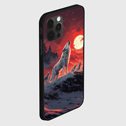 Чехол для iPhone 12 Pro Max Волк воет на красную луну, цвет: 3D-черный — фото 2