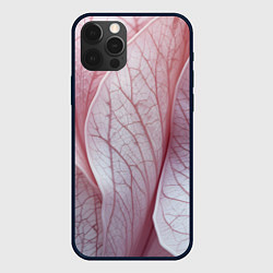 Чехол для iPhone 12 Pro Max Розовые листья, цвет: 3D-черный