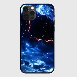 Чехол для iPhone 12 Pro Max Звезды и молнии в разломе плит, цвет: 3D-черный
