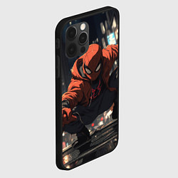 Чехол для iPhone 12 Pro Max Человек-паук сидит в ночном городе, цвет: 3D-черный — фото 2