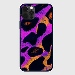 Чехол для iPhone 12 Pro Max Неоновый леопардовый узор, цвет: 3D-черный