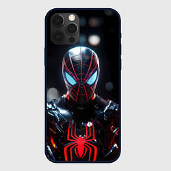 Чехол для iPhone 12 Pro Max Спайдер-мен в мото костюме, цвет: 3D-черный
