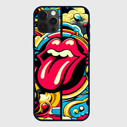 Чехол для iPhone 12 Pro Max Rolling Stones logo - pop art pattern, цвет: 3D-черный