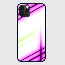 Чехол для iPhone 12 Pro Max Green white pink line, цвет: 3D-черный