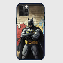 Чехол для iPhone 12 Pro Max Бэтмен на фоне стены, цвет: 3D-черный