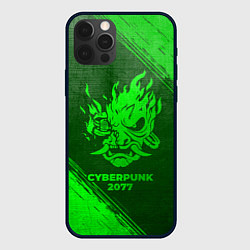 Чехол для iPhone 12 Pro Max Cyberpunk 2077 - green gradient, цвет: 3D-черный