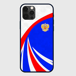 Чехол для iPhone 12 Pro Max Герб России - цвета флага, цвет: 3D-черный