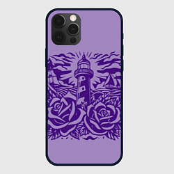 Чехол для iPhone 12 Pro Max Маяк с розами и корабли, цвет: 3D-черный