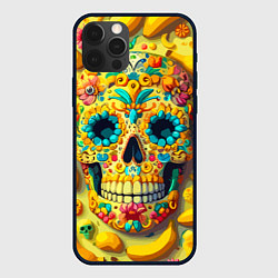 Чехол для iPhone 12 Pro Max Красочный летний паттерн с черепом - нейроарт, цвет: 3D-черный