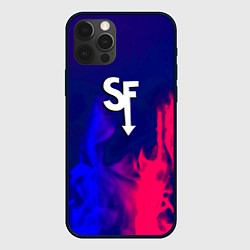 Чехол для iPhone 12 Pro Max Sally face neon flame, цвет: 3D-черный