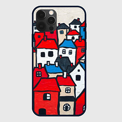 Чехол для iPhone 12 Pro Max Красные и белые домики, цвет: 3D-черный