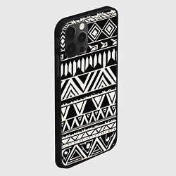 Чехол для iPhone 12 Pro Max Черно белый орнамент в этническом стиле, цвет: 3D-черный — фото 2
