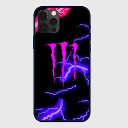 Чехол для iPhone 12 Pro Max Monster energy неоновый шторм, цвет: 3D-черный