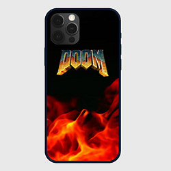 Чехол для iPhone 12 Pro Max Doom огненная текстура, цвет: 3D-черный