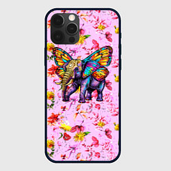 Чехол для iPhone 12 Pro Max Слон с крыльями бабочки, цвет: 3D-черный