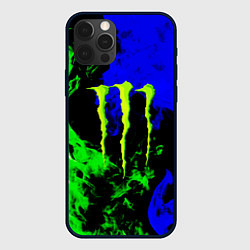Чехол для iPhone 12 Pro Max Monster energy кислотный огонь, цвет: 3D-черный