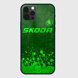 Чехол для iPhone 12 Pro Max Skoda - green gradient посередине, цвет: 3D-черный
