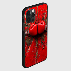 Чехол для iPhone 12 Pro Max Кикбоксеркие перчатки в красном, цвет: 3D-черный — фото 2