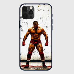 Чехол для iPhone 12 Pro Max Реслер на белом, цвет: 3D-черный