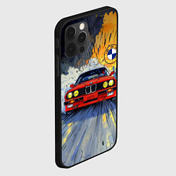 Чехол для iPhone 12 Pro Max Красная BMW на скорости, цвет: 3D-черный — фото 2