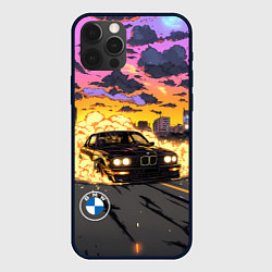 Чехол для iPhone 12 Pro Max BMW огонь из под колес, цвет: 3D-черный