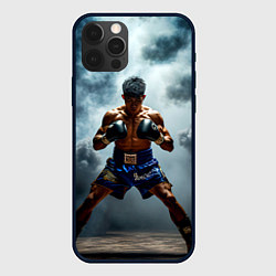 Чехол для iPhone 12 Pro Max Тайский боксер в дыму, цвет: 3D-черный