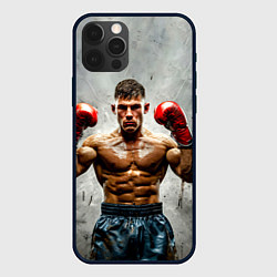 Чехол для iPhone 12 Pro Max Боксер на сером, цвет: 3D-черный
