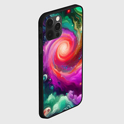 Чехол для iPhone 12 Pro Max Космическая неоновая фантазия - нейроарт, цвет: 3D-черный — фото 2