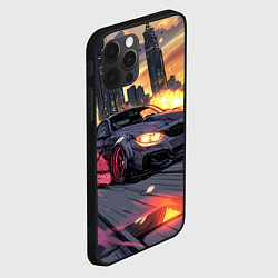 Чехол для iPhone 12 Pro Max БМВ на скорости - огонь из под колес, цвет: 3D-черный — фото 2
