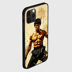 Чехол для iPhone 12 Pro Max Брюс Ли на бежевом, цвет: 3D-черный — фото 2
