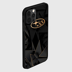 Чехол для iPhone 12 Pro Max Subaru golden poly, цвет: 3D-черный — фото 2