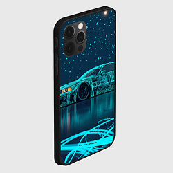 Чехол для iPhone 12 Pro Max BMW неоновый фон, цвет: 3D-черный — фото 2