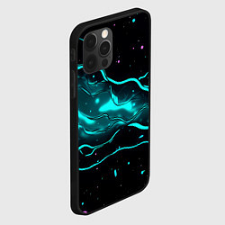 Чехол для iPhone 12 Pro Max Голубые неоновые волны текстура, цвет: 3D-черный — фото 2