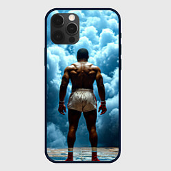 Чехол для iPhone 12 Pro Max Мухаммед Али в синем дыму, цвет: 3D-черный