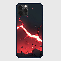 Чехол для iPhone 12 Pro Max Красная молния на черной текстуре, цвет: 3D-черный