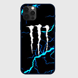 Чехол для iPhone 12 Pro Max Monster energy неоновые молнии, цвет: 3D-черный