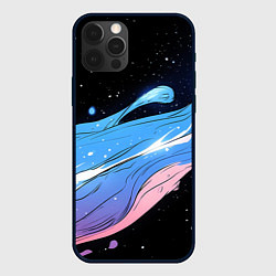 Чехол для iPhone 12 Pro Max Синяя волна на черном - текстура, цвет: 3D-черный