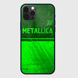 Чехол для iPhone 12 Pro Max Metallica - green gradient посередине, цвет: 3D-черный