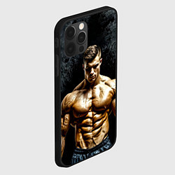 Чехол для iPhone 12 Pro Max Бодибилдер на черном, цвет: 3D-черный — фото 2