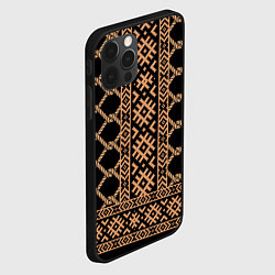 Чехол для iPhone 12 Pro Max Золотые узоры на черном с канатами - вышиванка руб, цвет: 3D-черный — фото 2